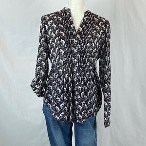 Anthropologie Maeve Navy Monkey Shirt in Small
